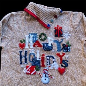 Vtg Tiara International Christmas Collection Happy Holidays Sweater Wm Sz XL
